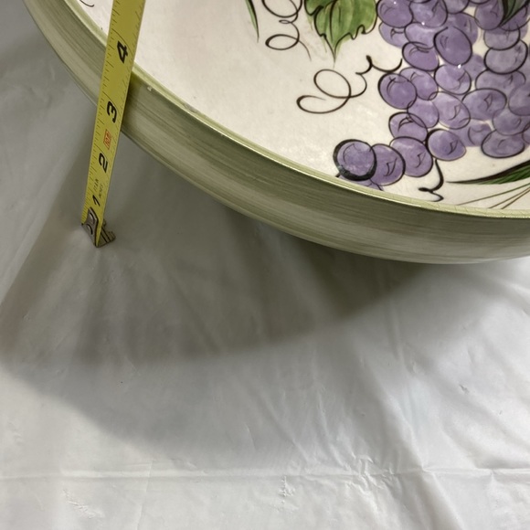 Vintage Pottery Large Bowl byKay Mallek Studios 1957 Green Fruit Pattern Inside - Picture 13 of 14